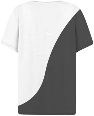 21 lkuvvurl. ac .jpg Sommer Bequeme Damen Kurzärmel V-Ausschnitt Knopf T-Shirts Lässiges Elegant Farbverlaufs Print Business Tops | Damen Ku