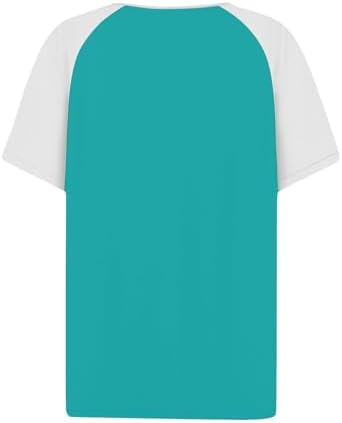 21ts qt9frl. ac .jpg Sommer Bequeme Damen Kurzärmel V-Ausschnitt Knopf T-Shirts Lässiges Elegant Farbverlaufs Print Business Tops | Damen Ku