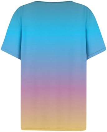 21zjt3i9iql. ac .jpg Sommer Bequeme Damen Kurzärmel V-Ausschnitt Knopf T-Shirts Lässiges Elegant Farbverlaufs Print Business Tops | Damen Ku