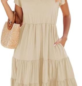 Sommerkleid Damen Elegant Freizeitkleid V-Ausschnitt Viscosa