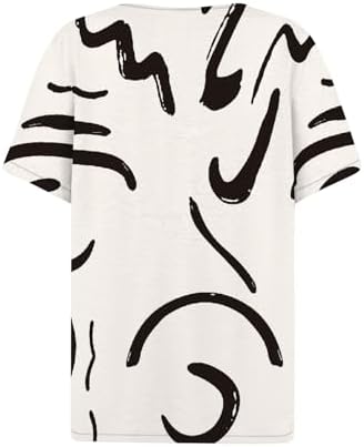 31qqrsxc37l. ac .jpg Sommer Bequeme Damen Kurzärmel V-Ausschnitt Knopf T-Shirts Lässiges Elegant Farbverlaufs Print Business Tops | Damen Ku