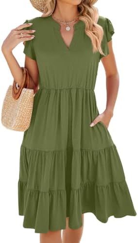 31vspuer9dl. ac .jpg Sommerkleid Damen Elegant Freizeitkleid V-Ausschnitt Viscosa