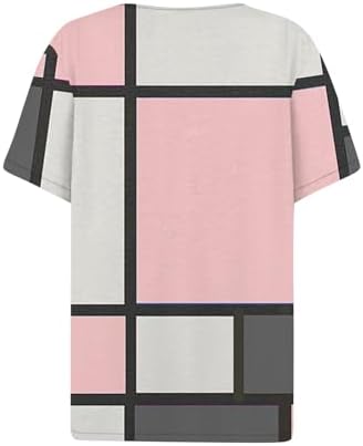 31dd2rjgdjl. ac .jpg Sommer Bequeme Damen Kurzärmel V-Ausschnitt Knopf T-Shirts Lässiges Elegant Farbverlaufs Print Business Tops | Damen Ku