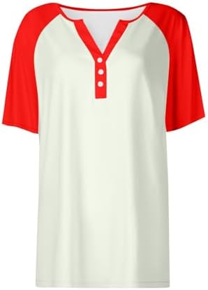 31lfpztbwpl. ac .jpg Sommer Bequeme Damen Kurzärmel V-Ausschnitt Knopf T-Shirts Lässiges Elegant Farbverlaufs Print Business Tops | Damen Ku