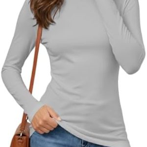 Cuptacc Damen Basic Pullover Rollkragen Langarm Shirt Slim Fit Gerippt LässigComfort Oberteile