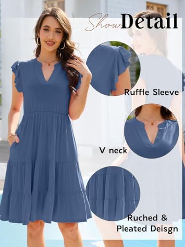 410kngfwsjl. ac .jpg Sommerkleid Damen Elegant Freizeitkleid V-Ausschnitt Viscosa