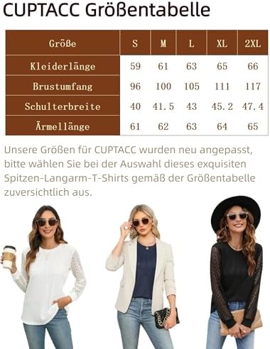413qreuseml. ac .jpg Damen Langarmshirt Elegant Mit Spitze Herbst T-Shirt OEKO-TEX STANDARD 100 | Damen Long Sleeve Waffelstrick Top Plissie