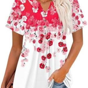 Topassion T-Shirt Damen Sommer Kurzärme Elegant Freizeit | Topassion Plissiertes Tunika Damen Elegant Freizeit | Topass