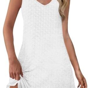 Dyhxuan Sommerkleid Sommerkleider EinfarbigSexy V-Ausschnitt Tank Kleid Sommerkleider Einfarbig Urlaub Freizeitkleid
