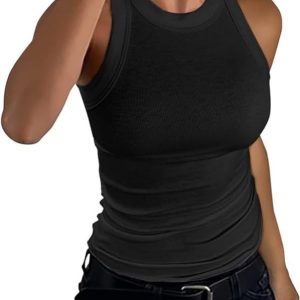 Haibang Sommer Tank Top Damen Einfarbig Gerippt Slim Fit Racerback Sexy