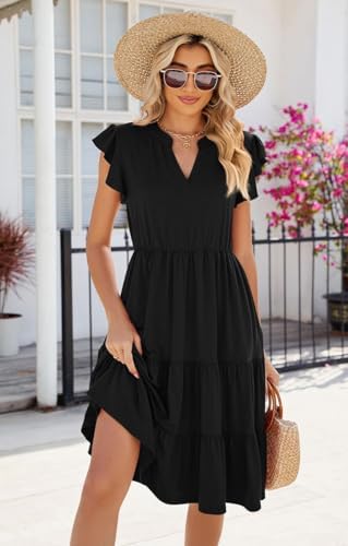 41bubwbww8l. ac .jpg Sommerkleid Damen Elegant Freizeitkleid V-Ausschnitt Viscosa