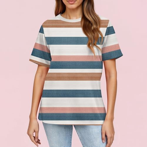 41je7fiumxl. ac .jpg Sommer Bequeme Damen Kurzärmel V-Ausschnitt Knopf T-Shirts Lässiges Elegant Farbverlaufs Print Business Tops | Damen Ku