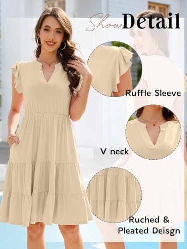 41lgx0ykbql. ac .jpg Sommerkleid Damen Elegant Freizeitkleid V-Ausschnitt Viscosa