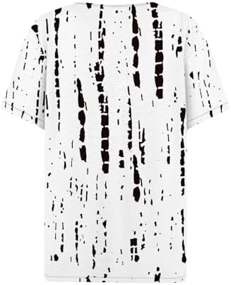 41ykjwzqwl. ac .jpg Sommer Bequeme Damen Kurzärmel V-Ausschnitt Knopf T-Shirts Lässiges Elegant Farbverlaufs Print Business Tops | Damen Ku