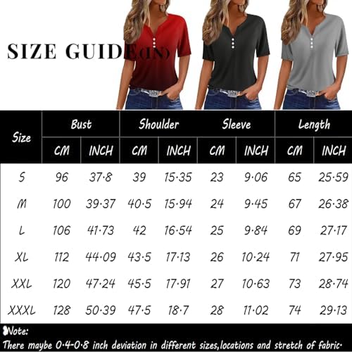 510hv leq5l. ac .jpg Sommer Bequeme Damen Kurzärmel V-Ausschnitt Knopf T-Shirts Lässiges Elegant Farbverlaufs Print Business Tops | Damen Ku
