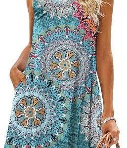 BDTECAOR Sommerkleider Damen Ärmellos Blumen Tank Kleid für Strand undEveryday - Lässig, Bohemian Stil, Casual Look, 100
