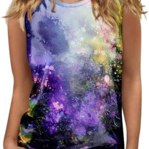 HOOUDO Top Damen Kurzarm Weste Summer Weiße Ärmellose Bluse T-Shirt XXL Grosse Größen Lang V-Ausschnitt Netzoberteil Spo