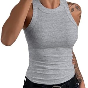 Haibang Sommer Tank Top DamenSlim Fit Racerback High Neck Sexy Gerippt Weste Bluse