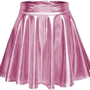 EXCHIC Damen Metallisch Elastische Taille A-Linien Skater Röcke EXCHIC Damen Glänzend Liquid Mini Rock Skater Röcke EXCH