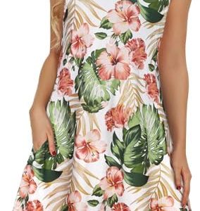 **Elescat Sommerrochen für Frauen mit Blumenmuster Casual Slip-Unterlockede-Splitttaschen-Kleid** | **Elescat Sommer di