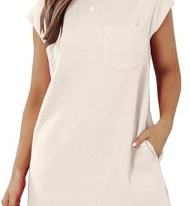 IYICLOTH Lässiges Sommerkleid für Damen – Flügelärmel, Urlaub, dunkle Farbe