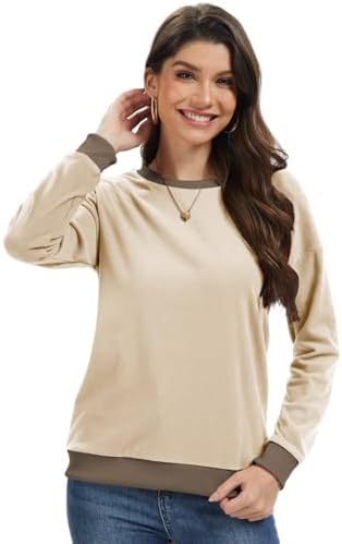 312kgwx6 sl. ac 2.jpg Cuptacc Damen Sweatshirt Rundhals Pullover Kontrast Tunika Langarm