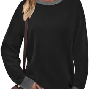 **Cuptacc Damen Sweatshirt Rundhals Langarm Kontrast Tunika** | **Cuptacc Langarmshirt Damen OEKO-TEX STANDARD 100** |