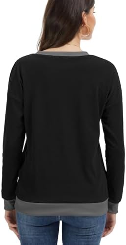 315abjnnerl. ac 2.jpg Cuptacc Damen Sweatshirt Rundhals Pullover Kontrast Tunika Langarm