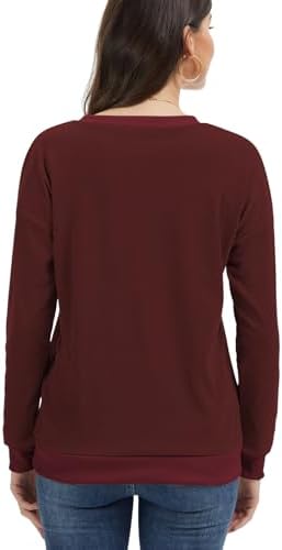 315r8yziscl. ac 2.jpg Cuptacc Damen Sweatshirt Rundhals Pullover Kontrast Tunika Langarm