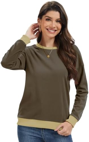 317vijy6o9l. ac 2.jpg Cuptacc Damen Sweatshirt Rundhals Pullover Kontrast Tunika Langarm