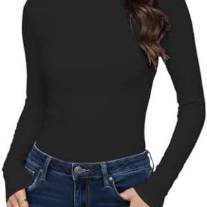 Cuptacc Langarmshirt Pullover Damen Basic Einfarbig Slim Fit Home Freizeit