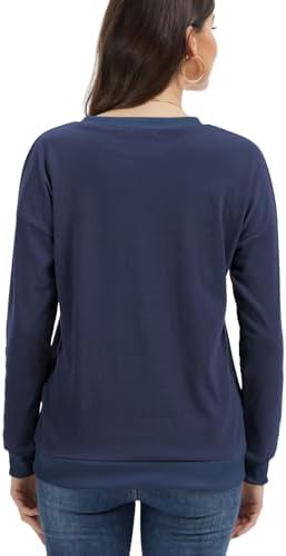 31bkhbjcv3l. ac 2.jpg Cuptacc Damen Sweatshirt Rundhals Pullover Kontrast Tunika Langarm