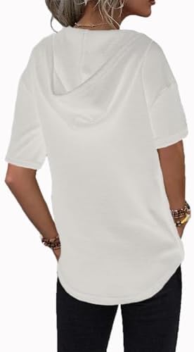 31cjamt2jql. ac .jpg Cuptacc Einfarbigen Hoodie für Damen OEKO-TEX STANDARD 100 Langarm Sweatshirt V-Ausschnitt Drawstring Top