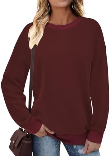 31cyp9vyk2l. ac 2.jpg Cuptacc Damen Sweatshirt Rundhals Pullover Kontrast Tunika Langarm