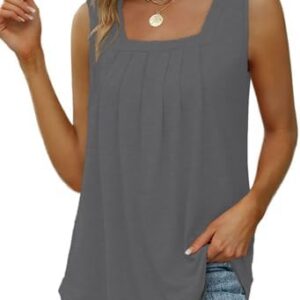 Cuptacc Tank Top Damen Trendy Ärmellose Tshirt Elegant Sommer Top Elegant Ausschnitt Mit Falten Lockere Passform OEKO-TE