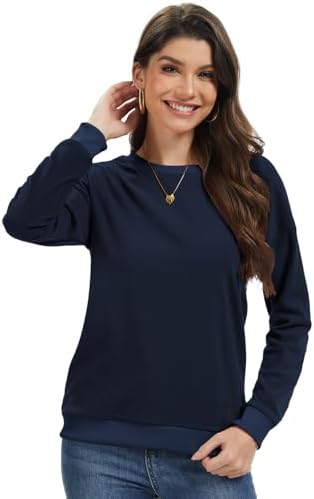 31naofq4vol. ac 2.jpg Cuptacc Damen Sweatshirt Rundhals Pullover Kontrast Tunika Langarm