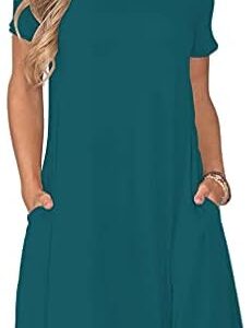 AUSELILY Damen Sommerkleider Kurzarm Shirtkleider Leicht Freizeitkleid mit Taschen OEKO-TEX_STANDARD_100