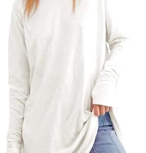 Cuptacc Langarmshirt Damen Basic Rundhalsausschnitt Herbst Mode Top OEKO-TEX STANDARD 100