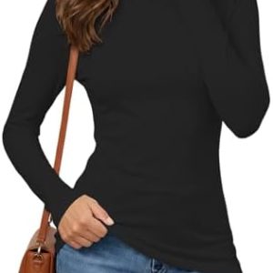 Cuptacc Langarmshirt Damen Basic Pullover Rollkragen Komfortabler Slim Fit Oberteile