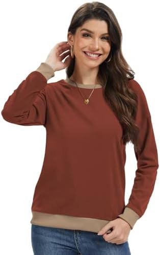 31s1s t5rol. ac 2.jpg Cuptacc Damen Sweatshirt Rundhals Pullover Kontrast Tunika Langarm