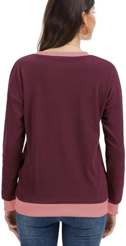 31tlsgbg48l. ac 2.jpg Cuptacc Damen Sweatshirt Rundhals Pullover Kontrast Tunika Langarm