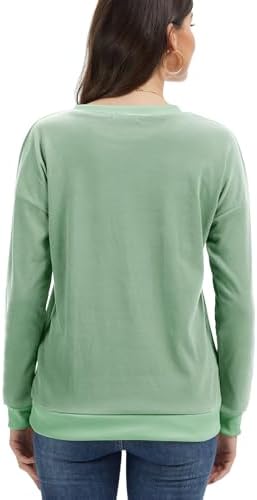 31ulyoz0yl. ac 2.jpg Cuptacc Damen Sweatshirt Rundhals Pullover Kontrast Tunika Langarm