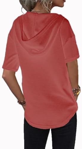 31ufj7wtb9l. ac .jpg Cuptacc Einfarbigen Hoodie für Damen OEKO-TEX STANDARD 100 Langarm Sweatshirt V-Ausschnitt Drawstring Top