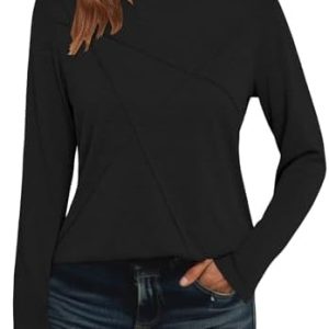 Cuptacc Langarmshirt Damen Rundhalsausschnitt Chic Mit Falten OEKO-TEX STANDARD 100