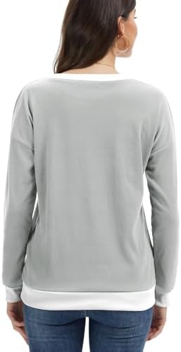 31z1irphz5l. ac 2.jpg Cuptacc Damen Sweatshirt Rundhals Pullover Kontrast Tunika Langarm