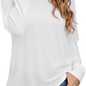 Totatuit Einfarbig Bluse Damen Langarmshirt Rundhals Longshirt Langarm Top | Totatuit Damen Langarmshirt Oberteile Rund