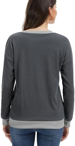 31foakzvtql. ac 2.jpg Cuptacc Damen Sweatshirt Rundhals Pullover Kontrast Tunika Langarm