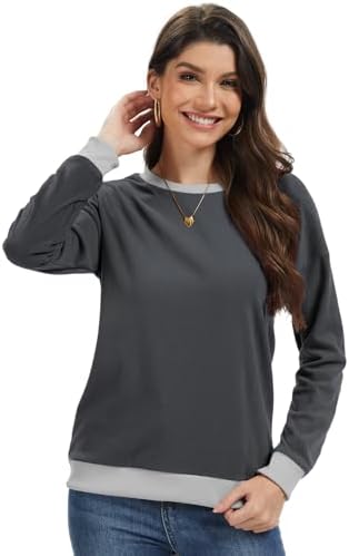 31iqj1yhm1l. ac 2.jpg Cuptacc Damen Sweatshirt Rundhals Pullover Kontrast Tunika Langarm