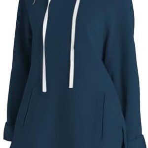 Cihdmfb Sweatkleid Damen Oversized Elegant Einfarbig Langarm Kapuzenpullover mit Taschen Herbstkleid Langauge Passform S