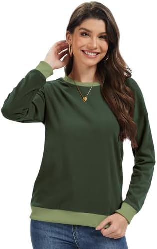 31k3rzbutdl. ac 2.jpg Cuptacc Damen Sweatshirt Rundhals Pullover Kontrast Tunika Langarm